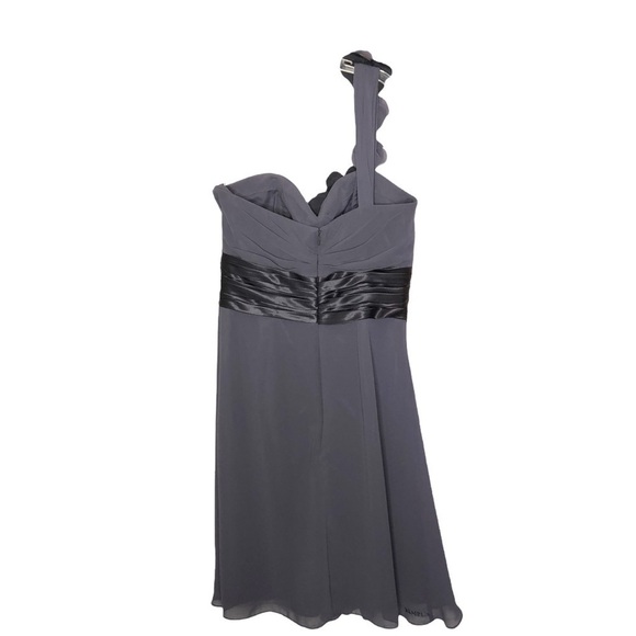 NWT BILL LEVKOFF Style #727 Pewter Gray Chiffon One-Shoulder Formal Dress Size 8 - Picture 4 of 11